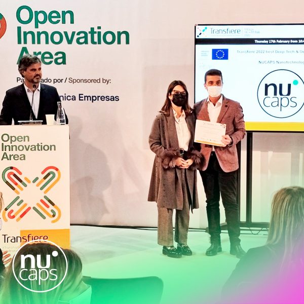 Image of Nucaps recognized in Transfiere with the Best StartUp Award of the “Open Call for Deep Tech & Deep Science Start-ups”.