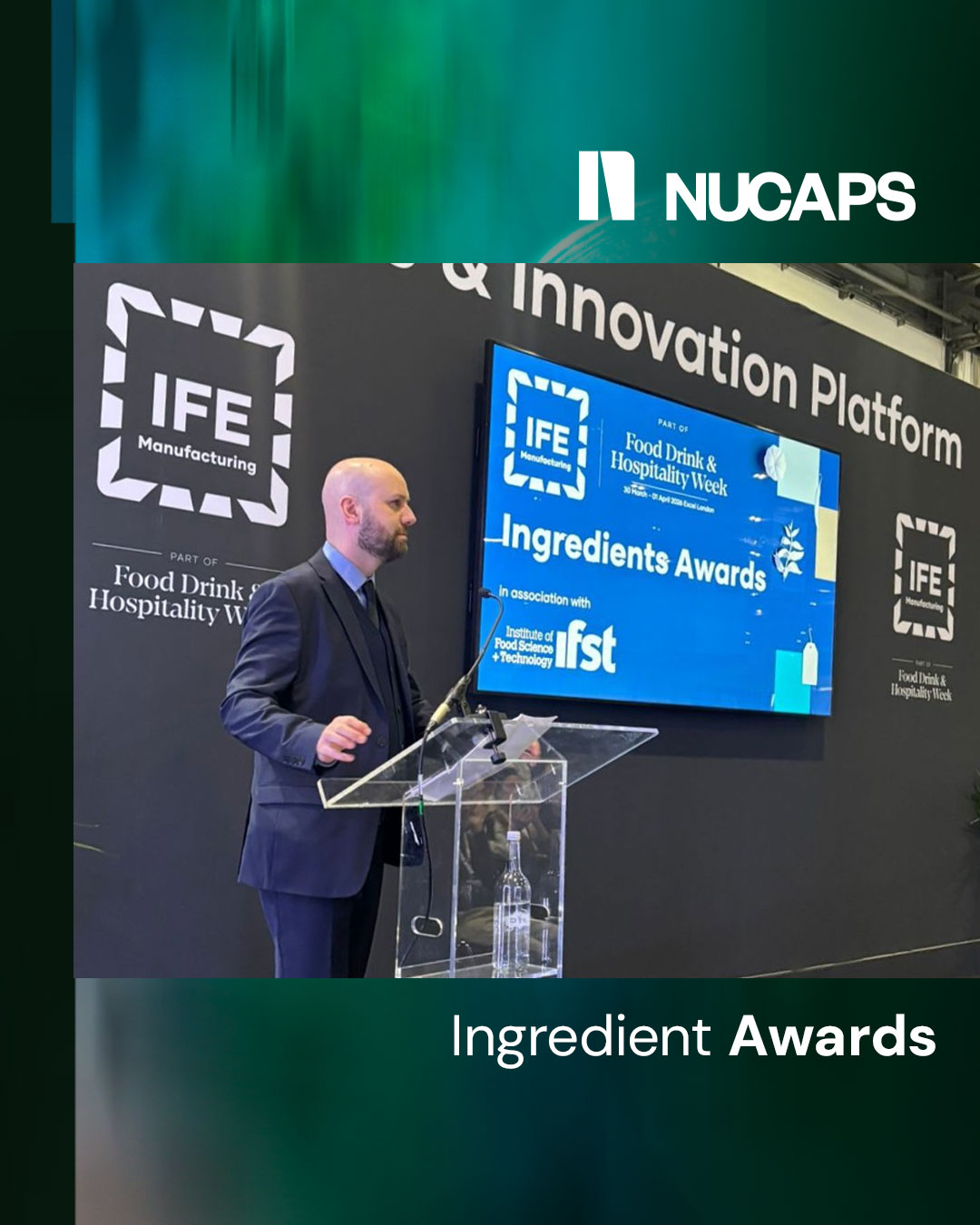 Imagen deNUCAPS premiada por su solución NuPro en los IFE Manufacturing Ingredients Awards 2026